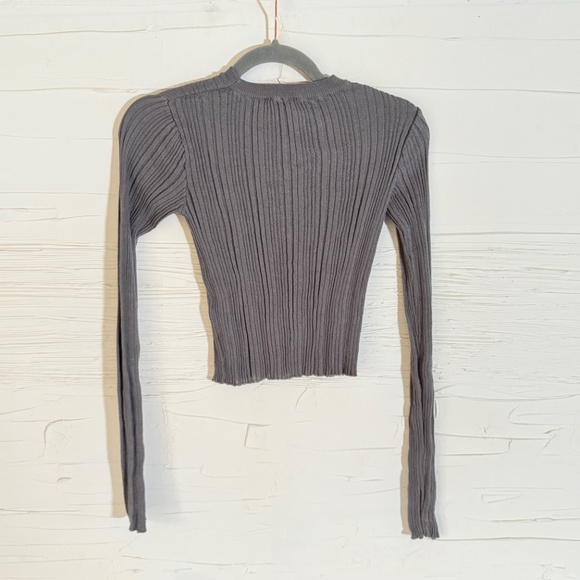 Dynamite Sheer Long Sleeve Sweater Top | Size S | Dark Grey - Picture 6 of 7
